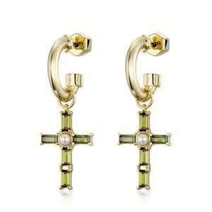 HOLLYWOOD CROSS CHARM EARRINGS 18K Gold Plating